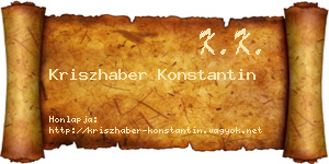 Kriszhaber Konstantin névjegykártya